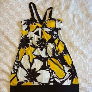 Yellow Brown White Floral Y2K Dress Size 10